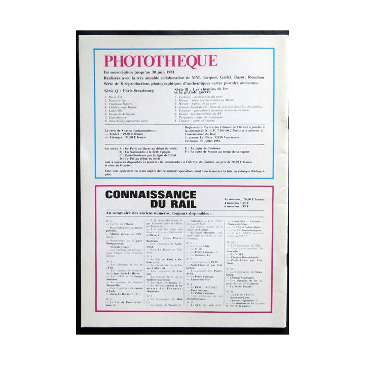 Connaissance du rail N° 13 Mai, Juin 1981 Les Editions de l'Ormet Paris