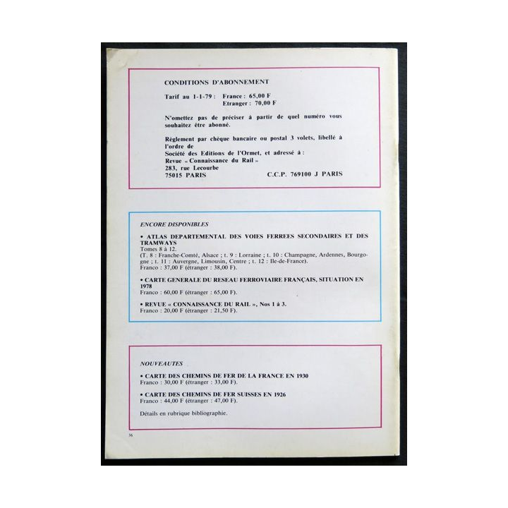 Connaissance du rail N° 04 Octobre, Novembre, Décembre 1979 Les Editions de l'Ormet Paris