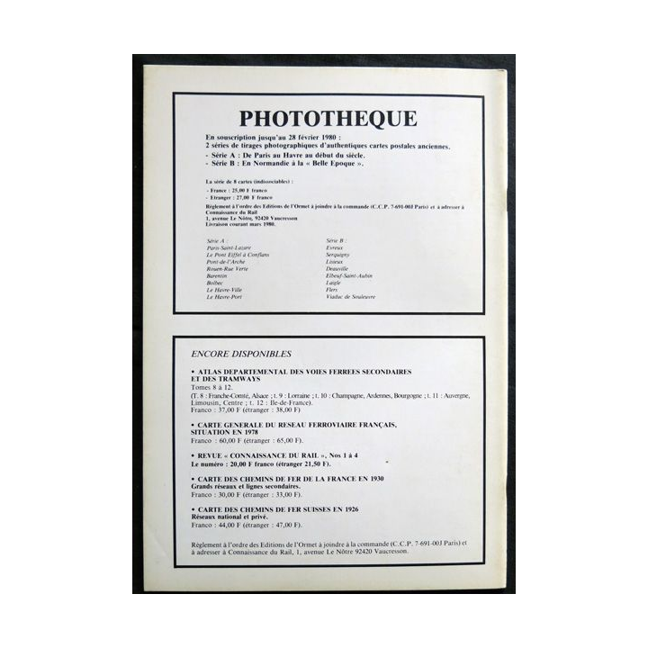 Connaissance du rail N° 05 Janvier, Février 1980 Les Editions de l'Ormet Paris