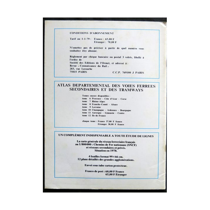 Connaissance du rail N° 03 Juillet, Août, Septembre 1979 Les Editions de l'Ormet Paris