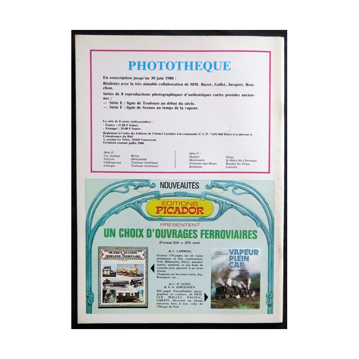 Connaissance du rail N° 07 Mai-Juin 1980 Les Editions de l'Ormet Paris