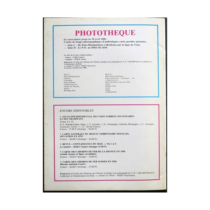 Connaissance du rail N° 06 Mars-Avril 1980 Les Editions de l'Ormet Paris