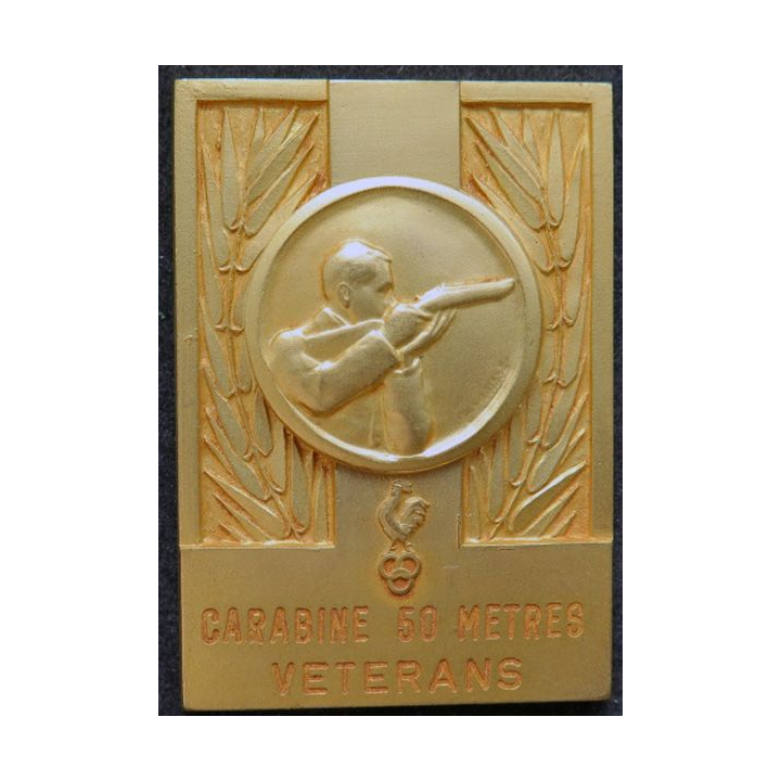 médaille en métal doré prix vétéran de carabine à 60 mètres  5,5 x 3,8 cm