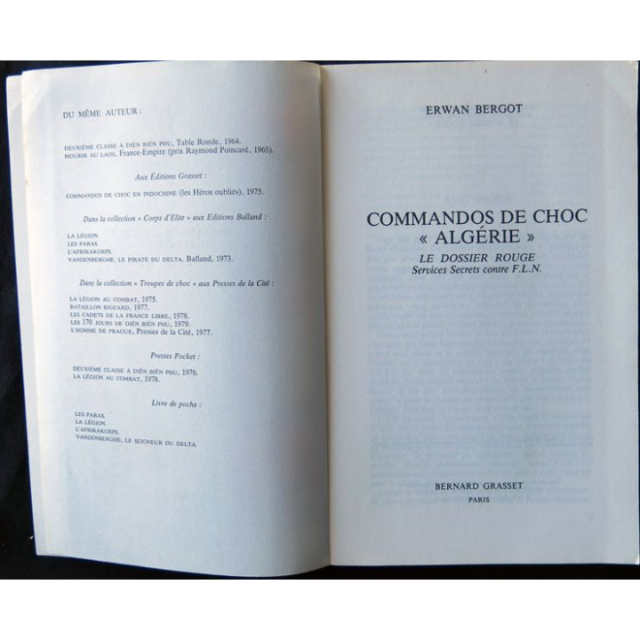 Commandos de choc "Algérie" écrit par Erwan Bergot aux éditions Grasset