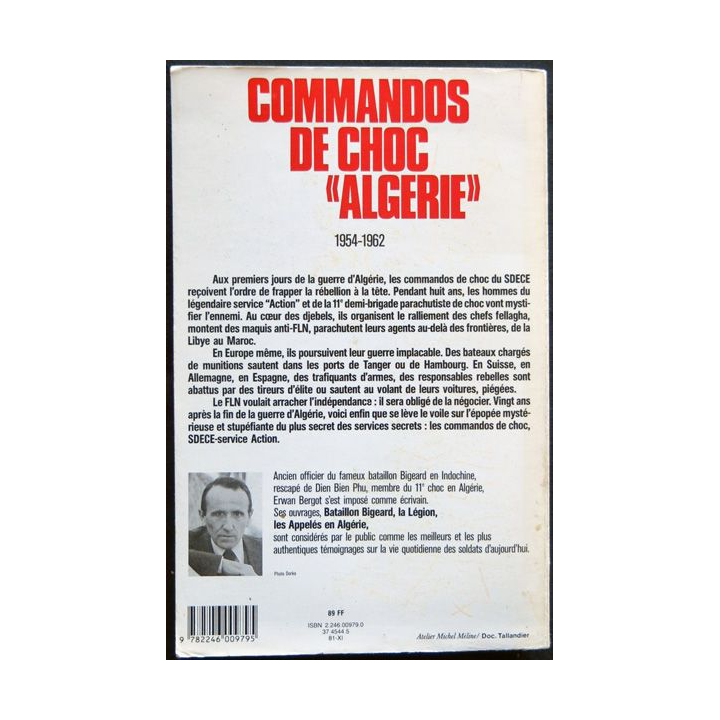 Commandos de choc "Algérie" écrit par Erwan Bergot aux éditions Grasset