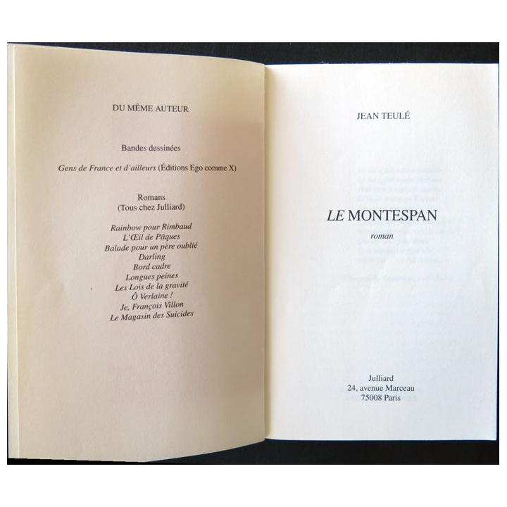 Le Montespan écrit par Jean Teulé aux éditions Julliard
