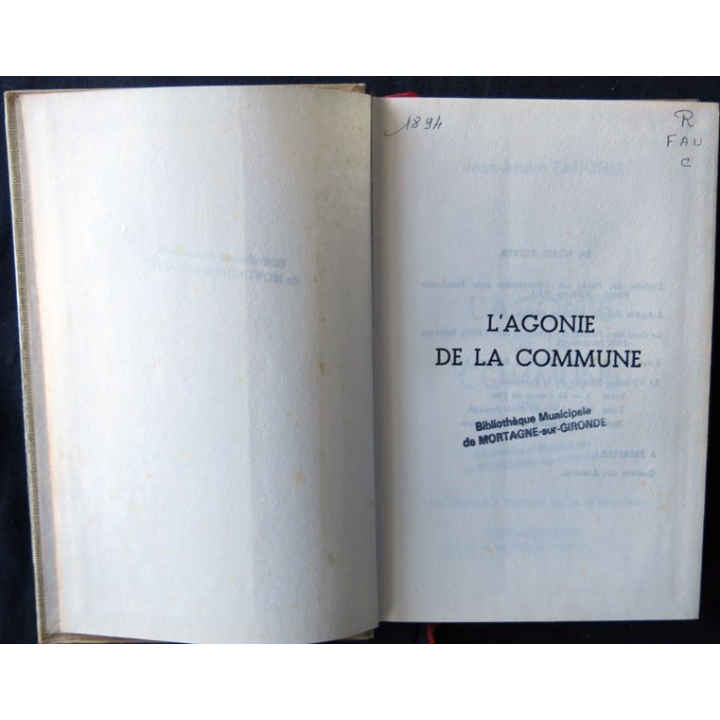L'agonie de la commune écrit par Jean André Faucher aux éditions  Atlantic