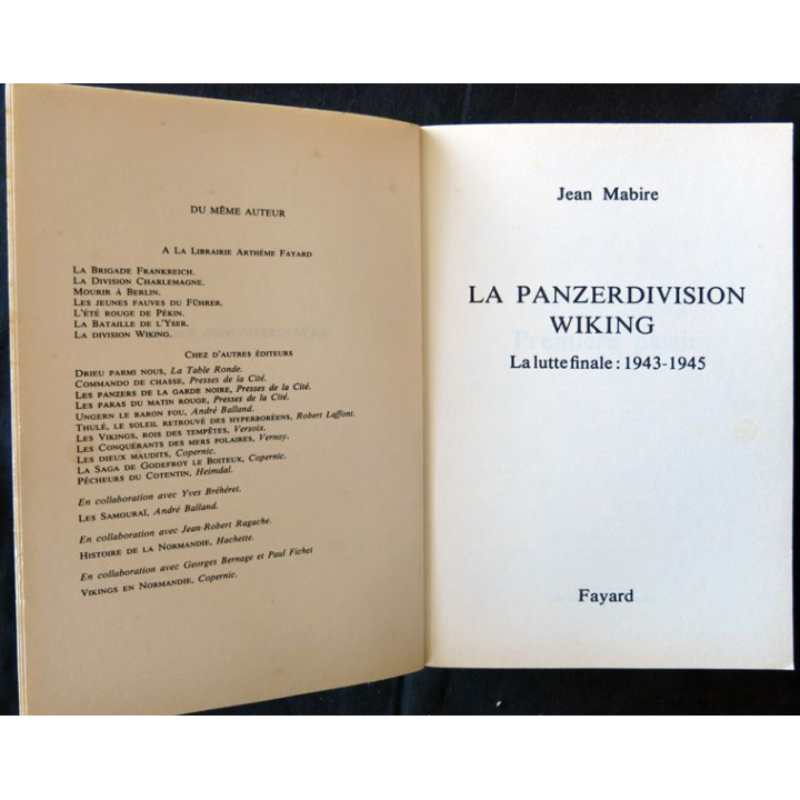 La Panzer Division SS Wiking écrit par Jean Mabire aux éditions Fayard