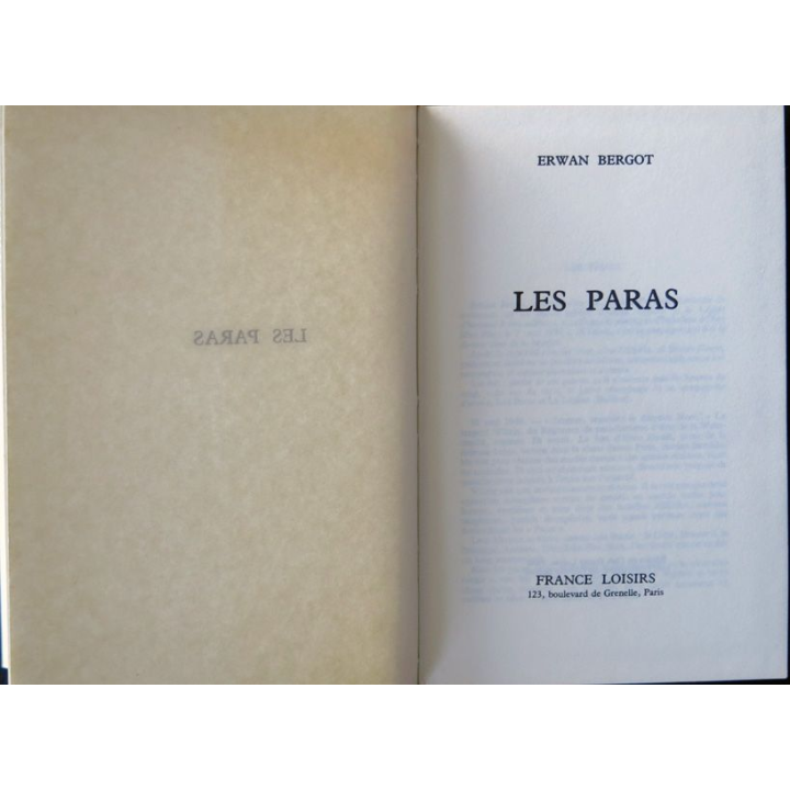 Les Paras écrit par Erwan Bergot aux éditions France Loisirs