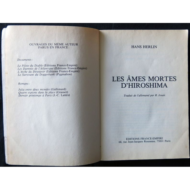 Les âmes mortes d'Hiroshima écrit par Hans Herlin aux éditions France-Empire
