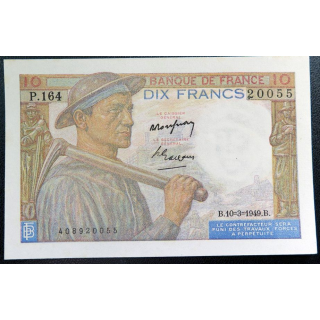 FRANCE : billet de banque de 10 Francs Mineur 10 mars 1949 alphabet P.164