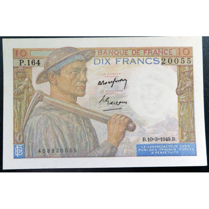 FRANCE : billet de banque de 10 Francs Mineur 10 mars 1949 alphabet P.164