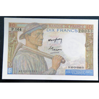 FRANCE : billet de banque de 10 Francs Mineur 10 mars 1949 alphabet P.164
