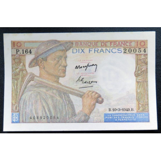FRANCE : billet de banque de 10 Francs Mineur 10 mars 1949 alphabet P.164