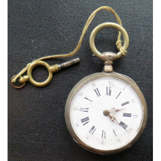 MONTRE : montre à gousset Cytinore 10 rubis à remontoir avec clé en argent 