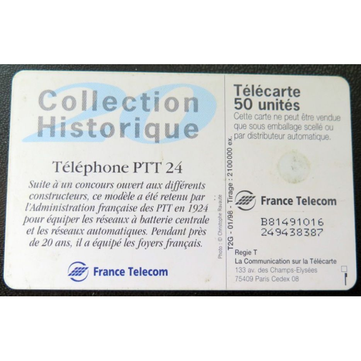 télécarte 50 unités France télécom Collection historique téléphone PTT 24