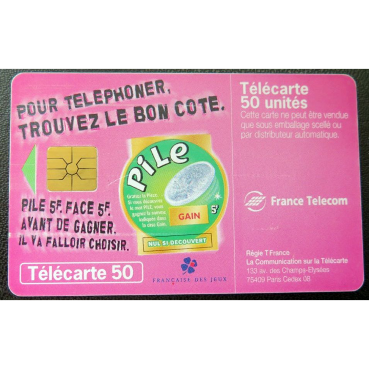 télécarte 50 unités France télécom Pour téléphoner trouver le bon côté