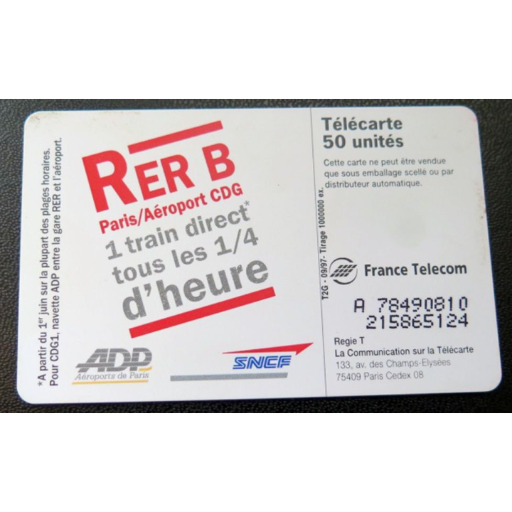 télécarte 50 unités France télécom RER B Paris / Aéroport CDG