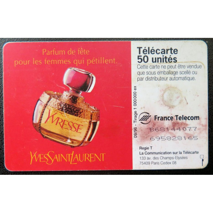 télécarte 50 unités France télécom Yves Saint Laurent Parfum Yvresse