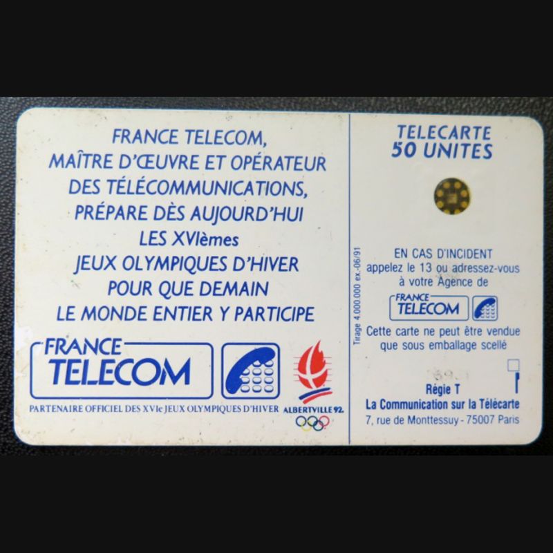 telecarte france 120 unites 11/91 telecom partenaire jeux olympiques d'hiver