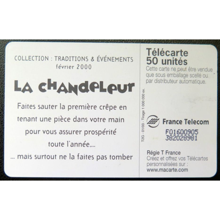 télécarte 50 unités France télécom La Chandeleur