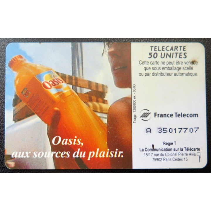télécarte 50 unités France télécom Oasis aux sources du plaisir