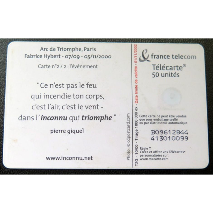 télécarte 50 unités France télécom Arc de Triomphe Paris