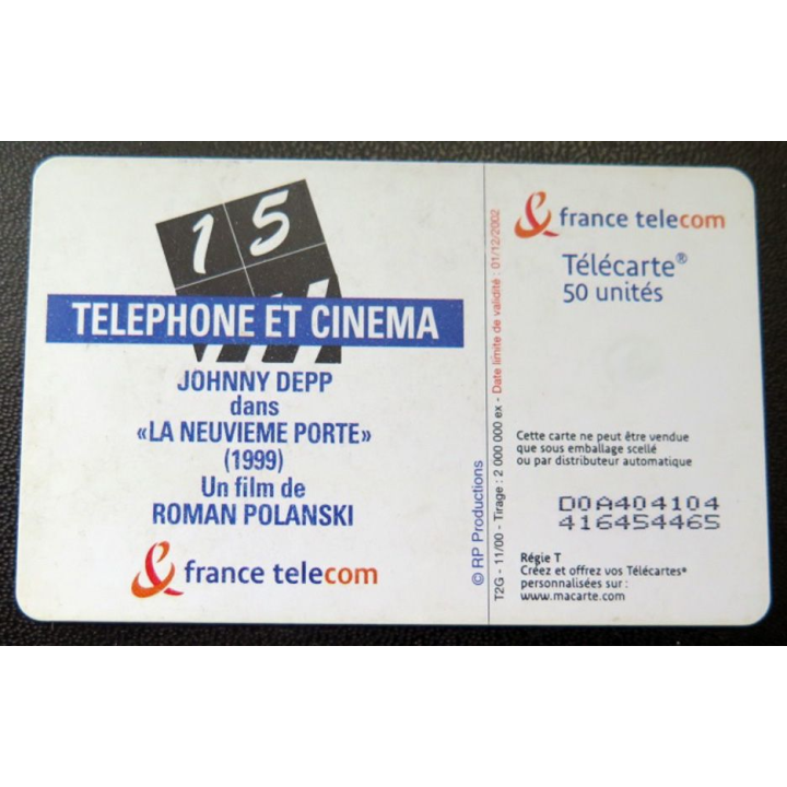 télécarte 50 unités France Johnny Derr dans la neuvième porte 1999