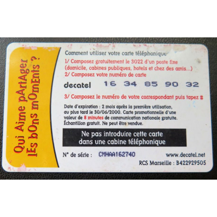 télécarte 50 unités France télécom Decatel