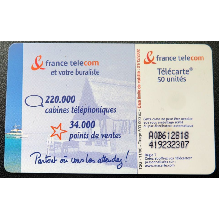 télécarte 50 unités France télécom et votre buraliste