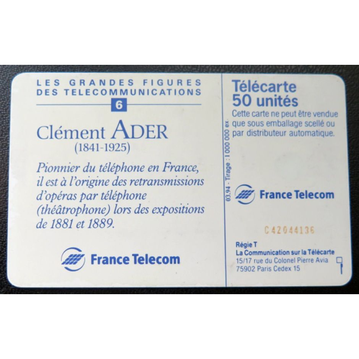 télécarte 50 unités Clément Ader France télécom