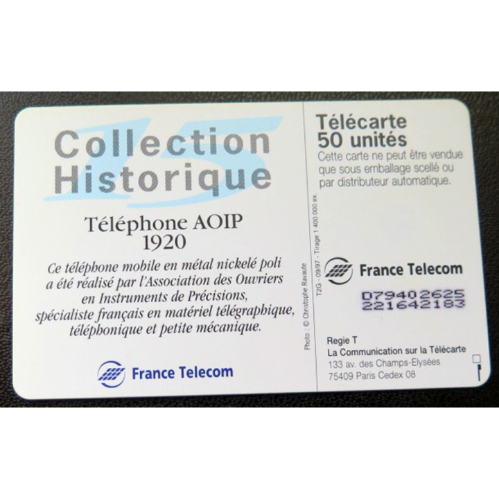 télécarte 50 unités France télécom Collection historique téléphone AOIP 1920