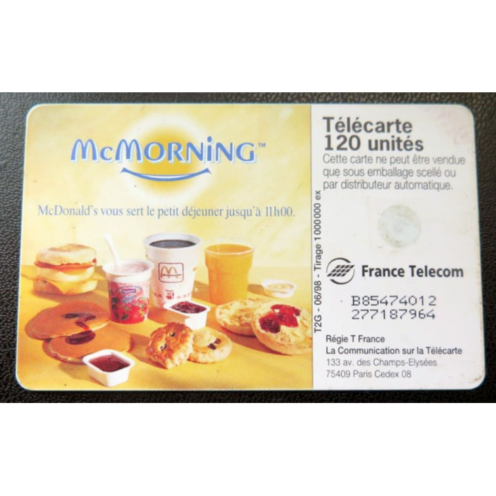télécarte 50 unités France télécom Mc Morning