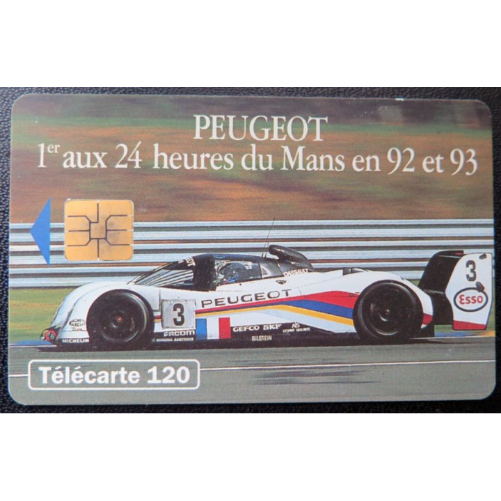 télécarte 120 unités France télécom Peugeot 1° aux 24 heures du Mans en 92 et 93