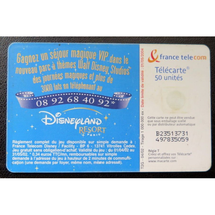 télécarte 50 unités Euro Disneyland France télécom