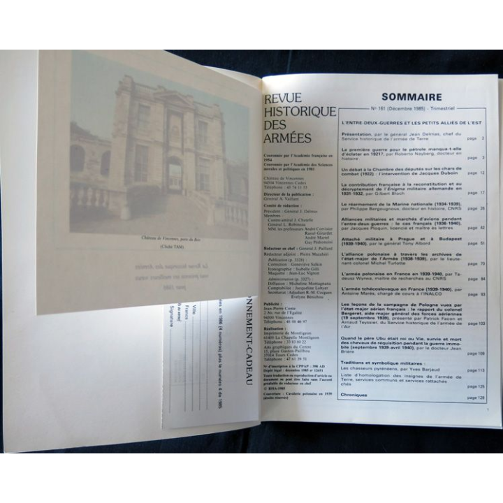 Revue historique des armées N° 4 1985 (N°161 Décembre 1985)