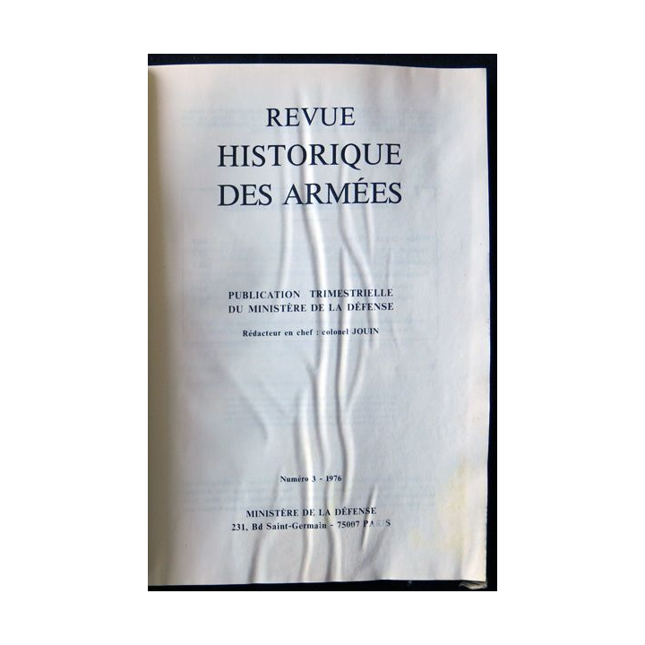Revue historique des armées N°3  3° année 1976