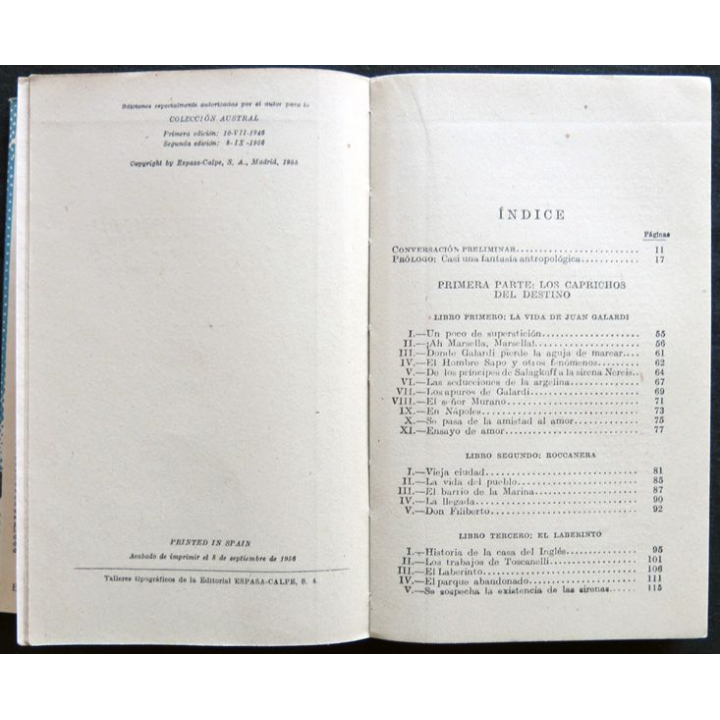 El liberinto de las sirenas écrit par Pio Baroja aux éditions Coleccion Austral (Numéroté 0605)