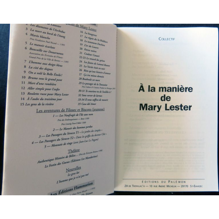 A la manière de …Mary Lester écrit par un collectif aux éditions du Palémon