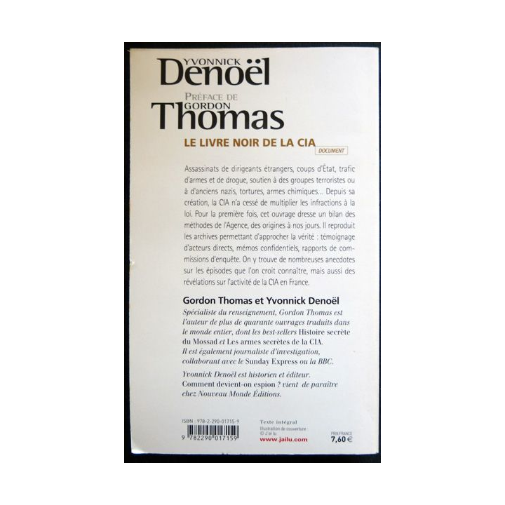 Le livre noir de la CIA écrit par Yvonnick Denoël aux éditions j'ai Lu