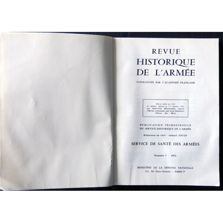 Revue historique des armées N° 1/Spécial 28° année (1972)