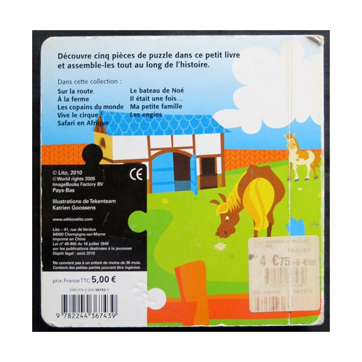 La Farandole de puzzles A la ferme écrit par Katrien Goossens aux éditions Lito