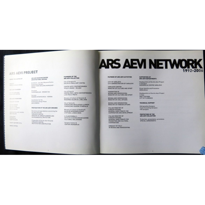 ARS AEVI Collection Sarajevo 1992-2006 édité par Ministero degli affari Esteri Italiano