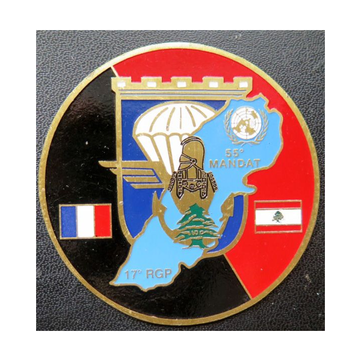 17° RGP : médaille plaque de 7,3 cm 55° mandat au Liban