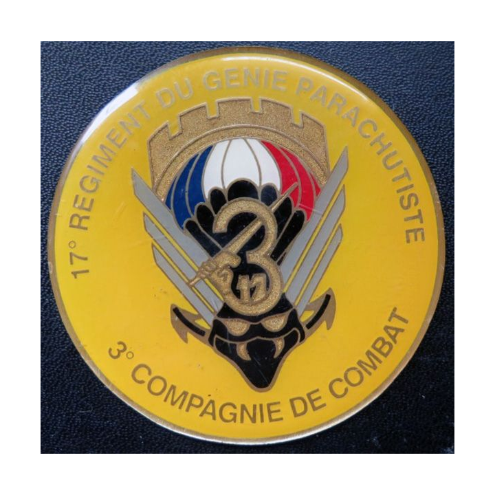 17° RGP : médaille plaque de 7,6 cm de la 3° compagnie de combat