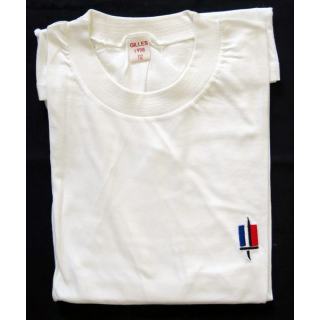 Tee shirt de sport de taille 112 (XL) blanc de fabrication Gilles 1998  logo