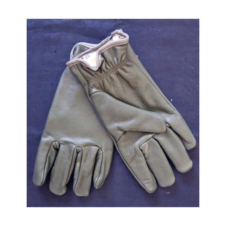 Paire de Gants de combat "cuir" vert avec feutrine blanche intérieure armée française taille 8 Ets SF
