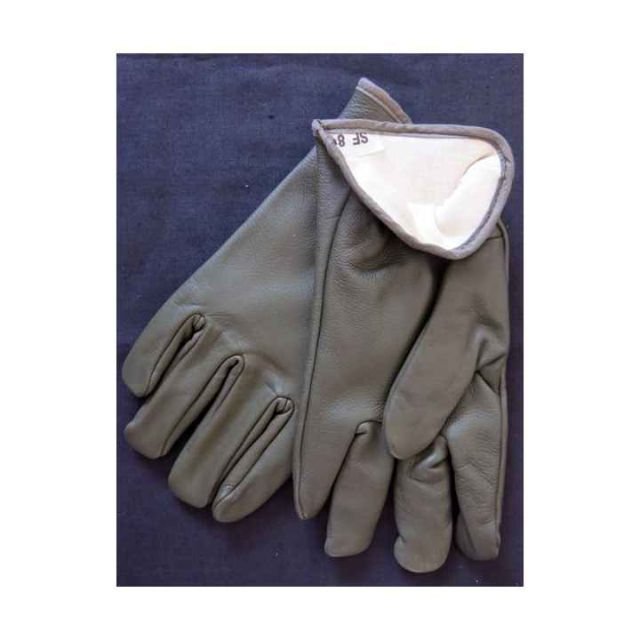 Paire de Gants de combat "cuir" vert avec feutrine blanche intérieure armée française taille 8 Ets SF