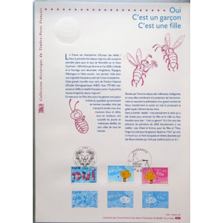 Document philatéliques officiels la poste Oui c'est un garçon c'est une fille