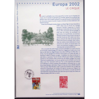 Document philatéliques officiels la poste Europa 2002 Le Cirque